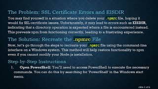 Recreating Your .npmrc File: A Simple Guide to Overcoming SSL Errors