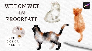 How to Digitally Paint Watercolor Cats in Procreate | Wet on Wet Technique in Procreate