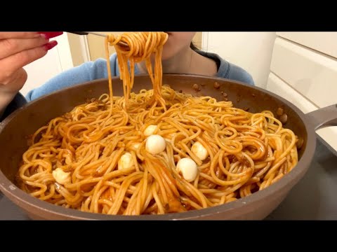 【ASMR，咀嚼音】Spaghetti with Cheese Bolognese！チーズボロネーゼパスタ！