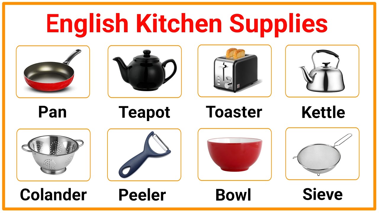 English Kitchen Supplies  | English Kitchen Vocabulary | English Kitchen Items 