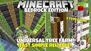 Minecraft Bedrock: Universal TREE FARM! Simple & Fast Tutorial! MCPE Xbox PC PS4