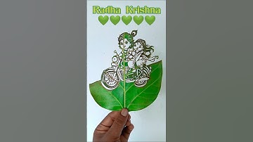 Radha Krishna Art Using Leaf, #shorts #radhakrishna #radha #krishna #art #drawing #leaf #trending