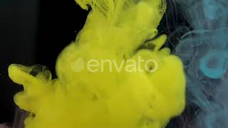 Yellow Color Paint Drops In Water In Slow Motion | Stock Footage - Envato elements