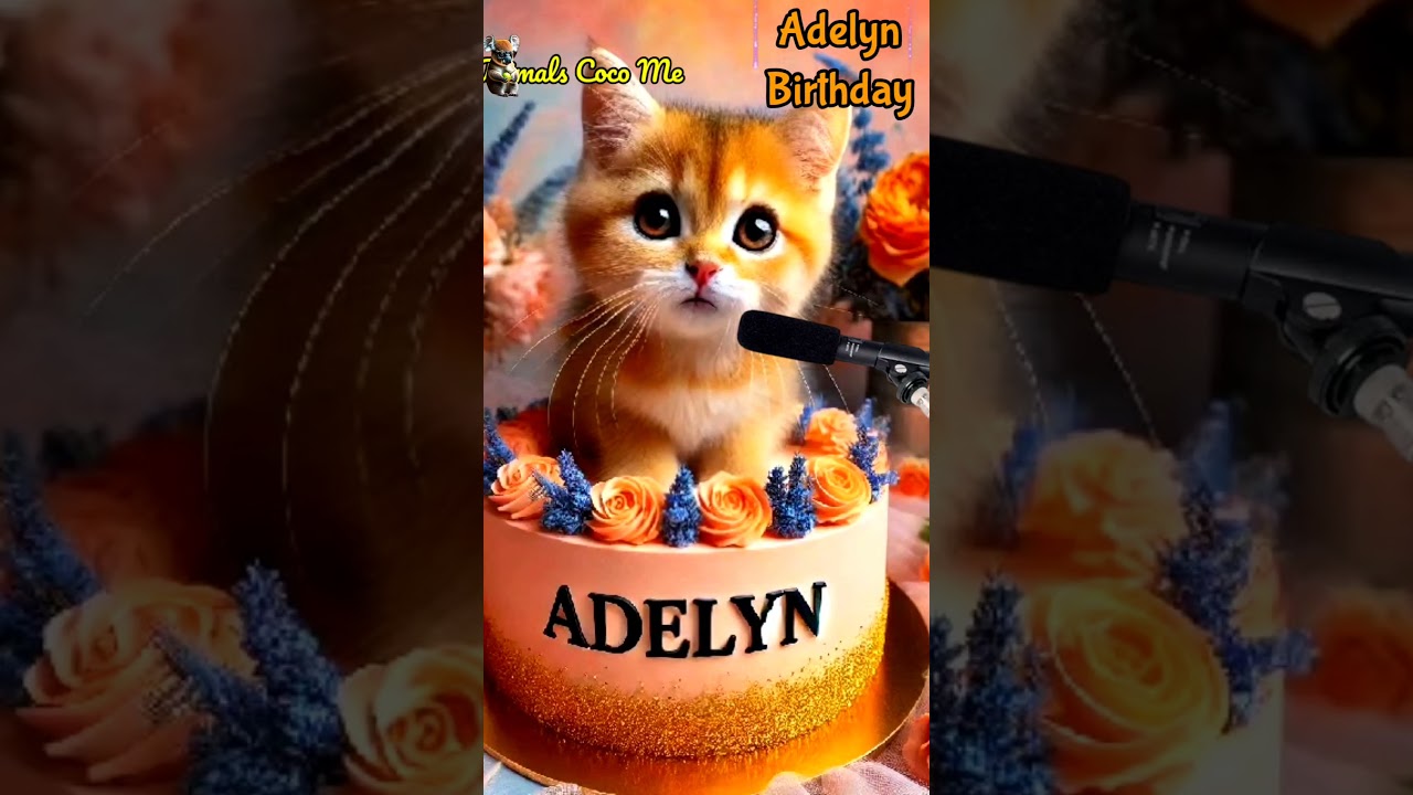 HAPPY BIRTHDAY TO YOU ADELYN | HAPPY BIRTHDAY SONG WITH NAMES | Adorable Cute Cat 😺 