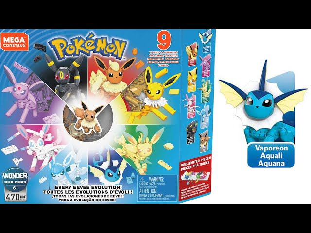 MEGA Pokémon Every Eevee Evolution Toy Building Set Vaporeon