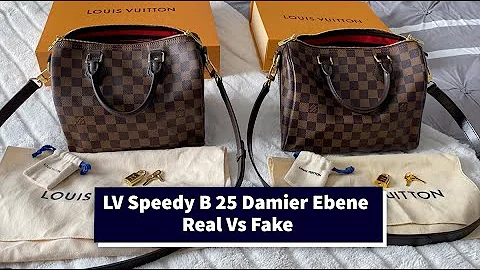 Authentic vs Fake Louis Vuitton Speedy B 25 Damier Ebene Comparison