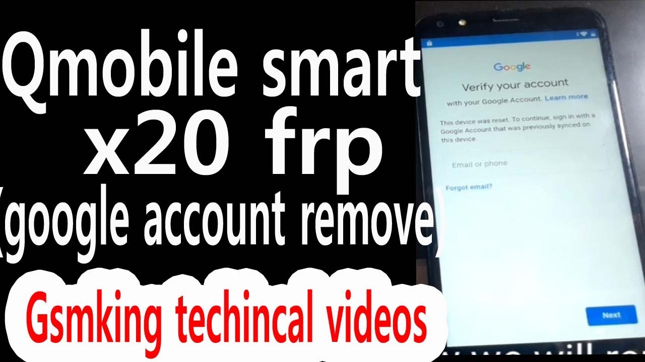 Qmobile smart x20 frp ( google account remove 2020 new method working 100% Gsmking technical videos