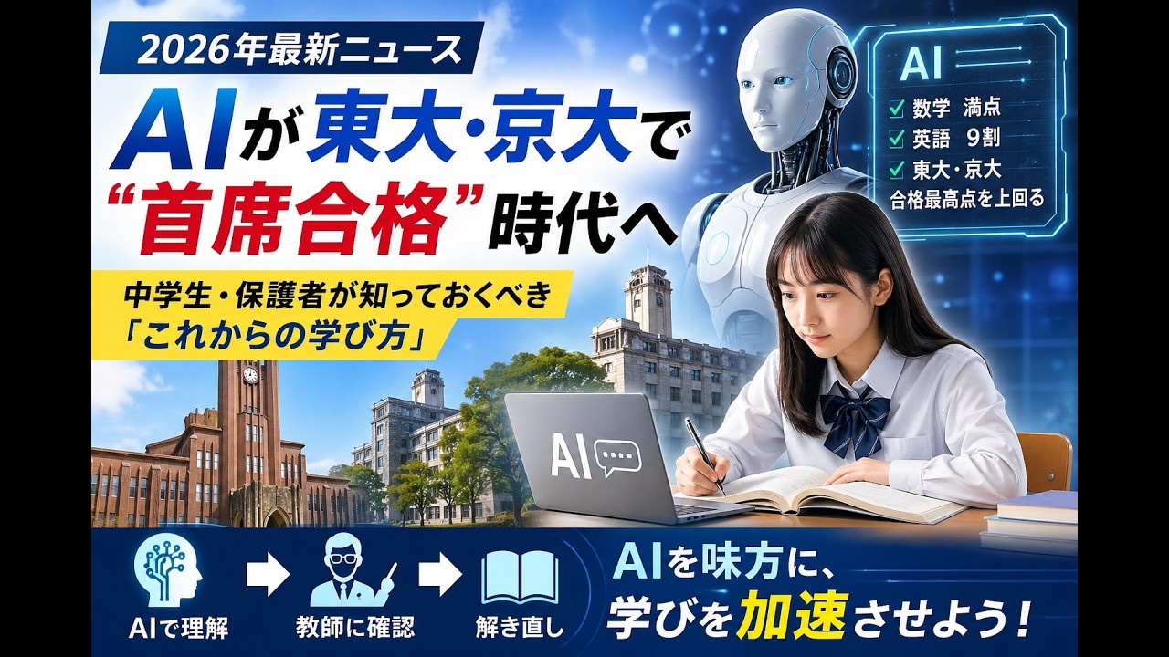 2026年最新】AIが東大・京大で“首席合格”時代へ―中学生・保護者が知っ