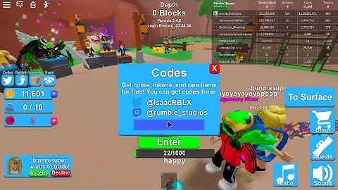 ALL the codes for Mining Simulator Part 1!