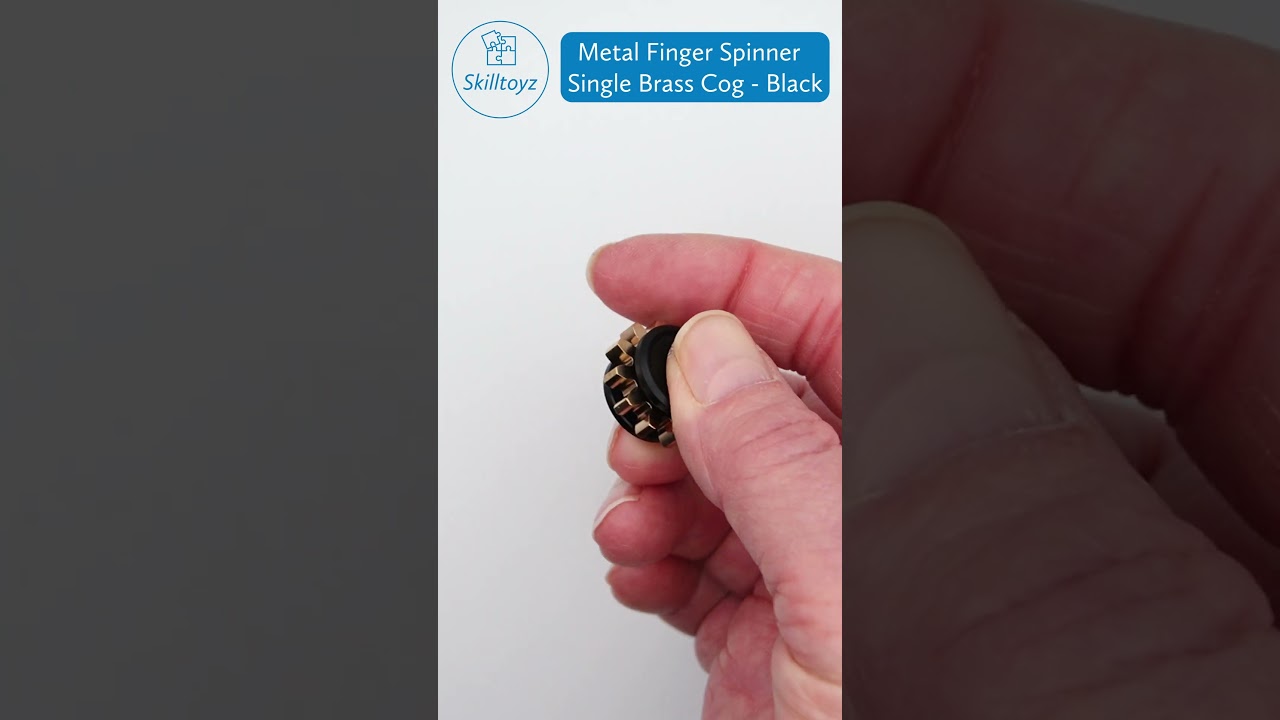 Skilltoyz Metal Finger Fidget Spinner with One Brass Cog - Black