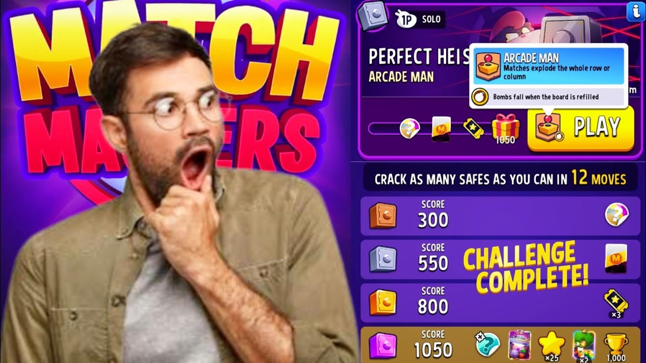 ARCADE MAN BOMBS AWAY Perfect Heist Solo Challenge Match Masters