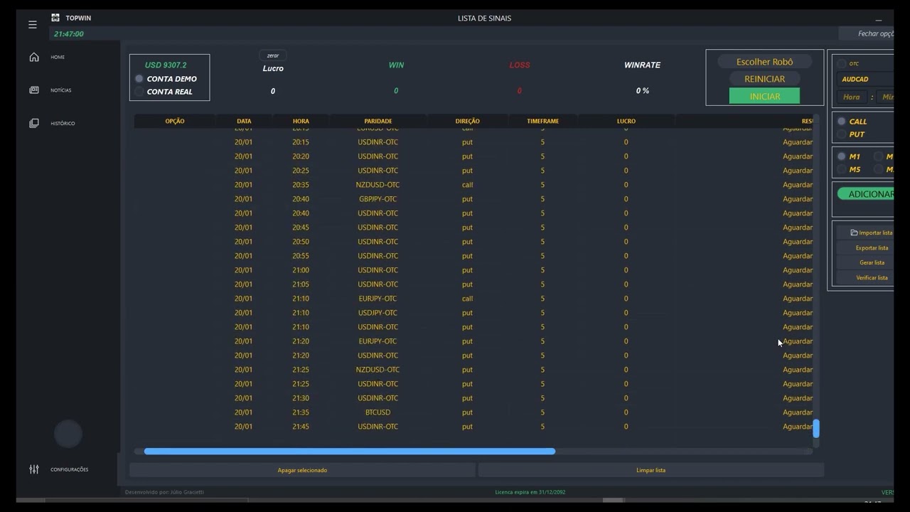 Aula 04   robo de sinais – TopWin 6.0