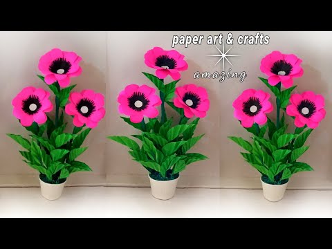 how to make artificial flowers at home with paper / diy home decoration  paper flower 