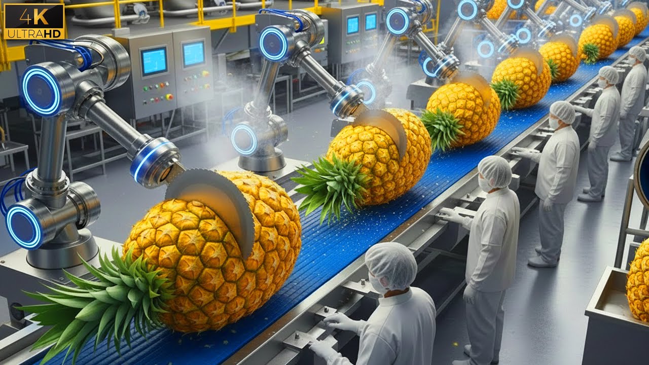 Inside The Pineapple Canning Plant: A Luxury Process For Slicing Pineapples  Full Process