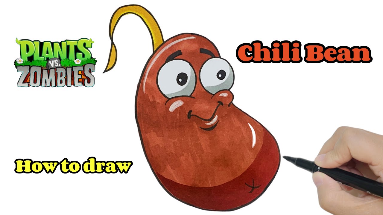 How to Draw Chili Bean from Plants vs. Zombies with Colorful Markers Step by Step |Easy for beginner