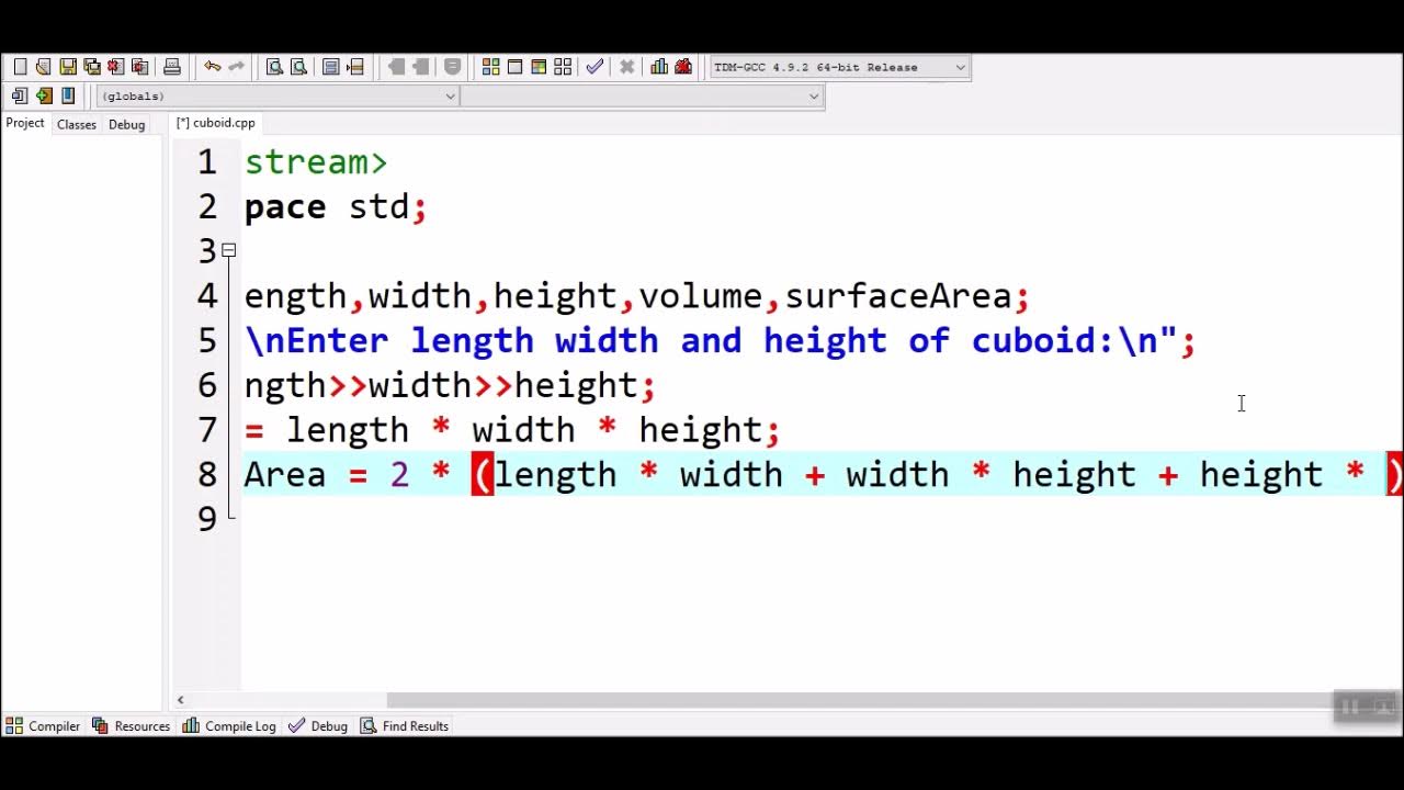 How to find Volume and Surface Area of a Cuboid in C++ - YouTube