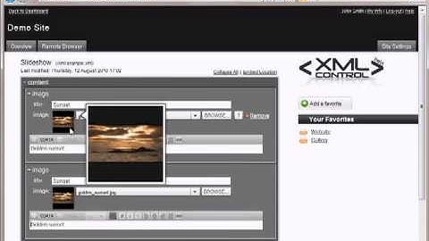 XML Control on the anatomy of the XML Editor in this Flash CMS
