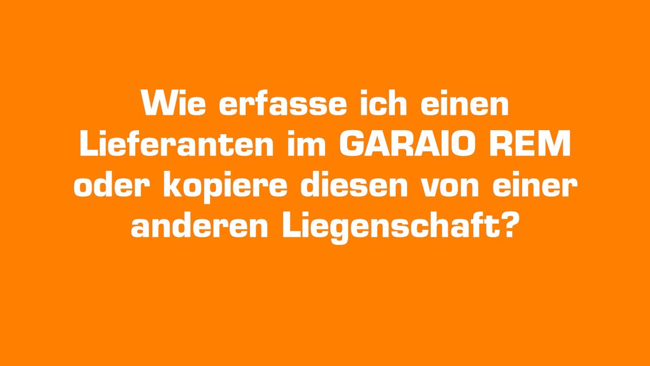 Update New Lieferanten erfassen oder von Liegenschaft kopieren