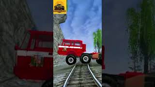 No Rush Allowed! Twin Timber Trucks Survive Dangerous Railway Crossing #mudrunner #fyp #beamngdrive