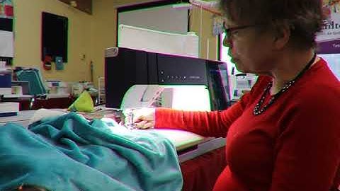 Paula demonstrating the PFAFF Creative icon with the Adjustable Guide Foot wIDT part number 82067709