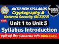 Complete BCS072 Cryptography & Network Security Syllabus Overview | AKTU