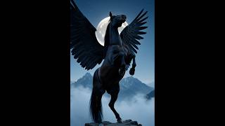 Black Pegasus Rising at Night | Lord of the Mountains Under Full Moon 🐴 🌑🌕