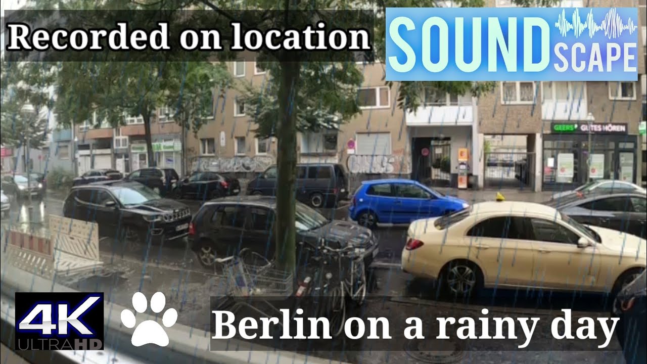 [ 4K ] City Rain Open Window I Soundscape in Berlin I Relaxation Sound