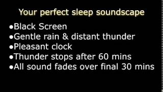 2 Hours Sleep Sound  rain, thunder, ticking clock, black screen