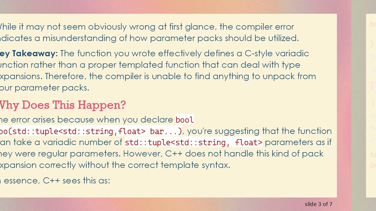 Understanding the Error: pack expansion does not contain any unexpanded parameter packs in C+ +