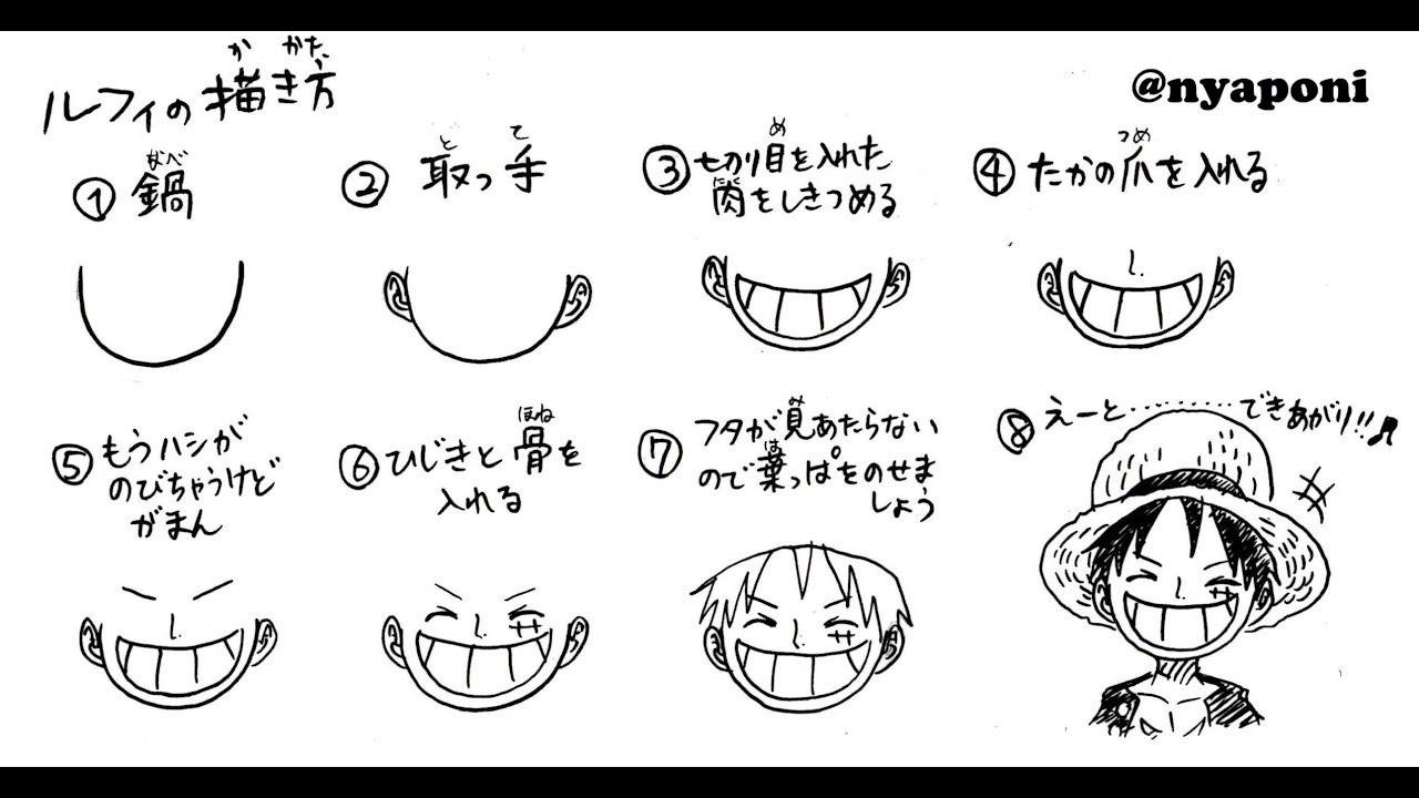 ルフィの描き方 おえかき講座 How To Draw Luffy Youtube