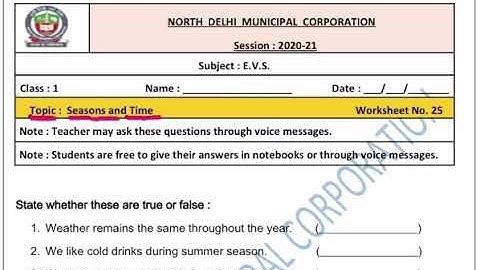 Class 1 EVS | seasons and time | week 25 | FirstStep | worksheet Solution 09.12.2020
