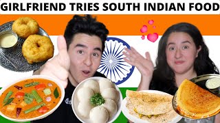 MY GIRLFRIEND TRIES SOUTH INDIAN FOOD ? (Idli, Vada, Sambar, Masala Dosa, Rava Dosa) | BetoEats ??