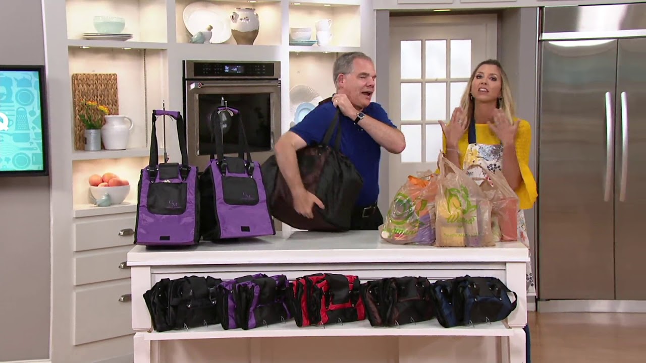 CarryMore Set of 2 Resuable Shopping Bags with Cart Clips on QVC YouTube