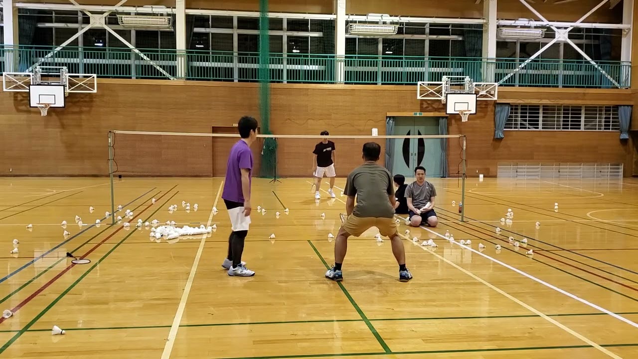 【ノック】シングルスサイドレシーブ、ハーフサイドクロスショート、ロングリターン、ダブルスアタック