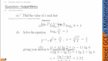 Edexcel GCE in Mathematics C2 Logarithms