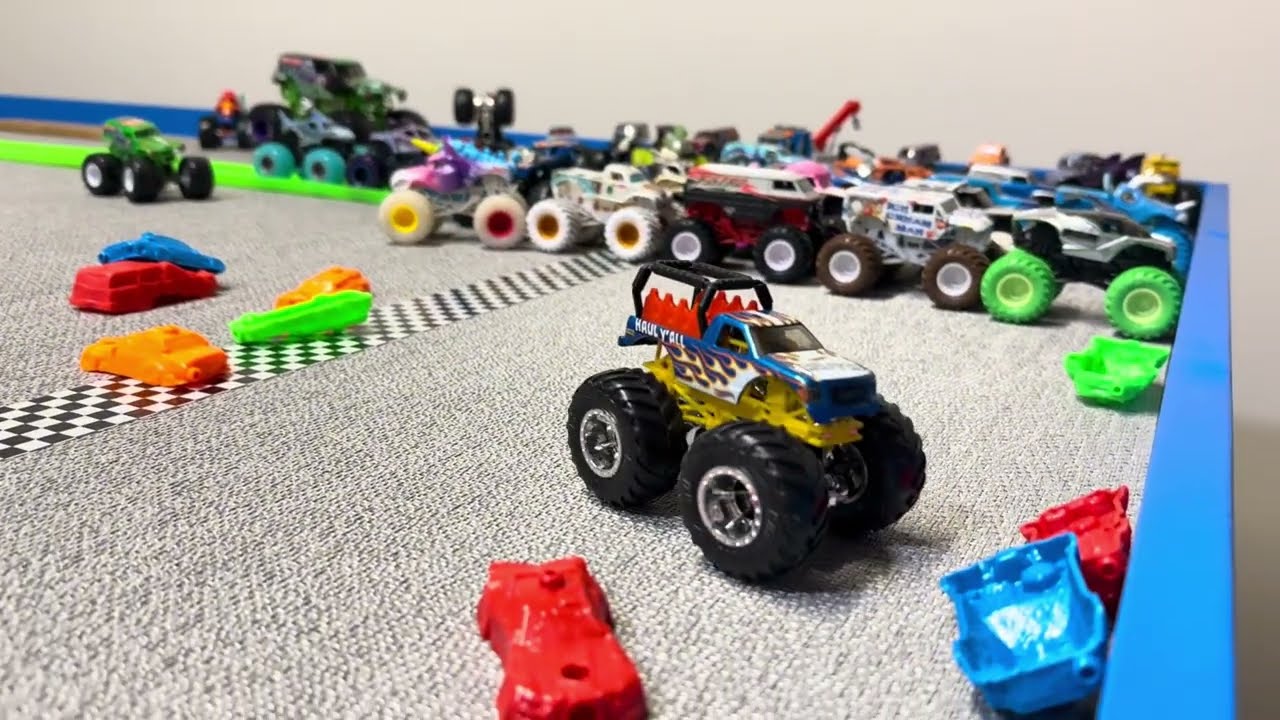 Hot Wheels Monster Trucks Crash Into Crush Cars | Epic Crash Test!