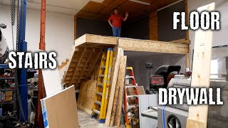 Mechanic Still Building Office and Storage Loft | Stairs, Drywall, Second Floor  Part 2
