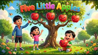 🍎 Five Little Apples Song 🍎 | Counting Song for Kids | Nursery Rhyme | Learn with Sky and Ria