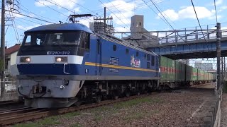 東海道線 下り 高速コンテナ列車 59レ 福山レールエクスプレス EF210−312(吹)押桃+コキ20両フル積載 刈谷 通過 2021年10月23日(土)撮影