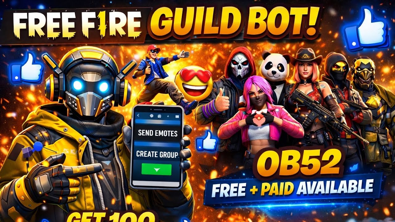 OB52 FREE FIRE GUILD GLORY BOT FREE AND PAID AVAILABLE