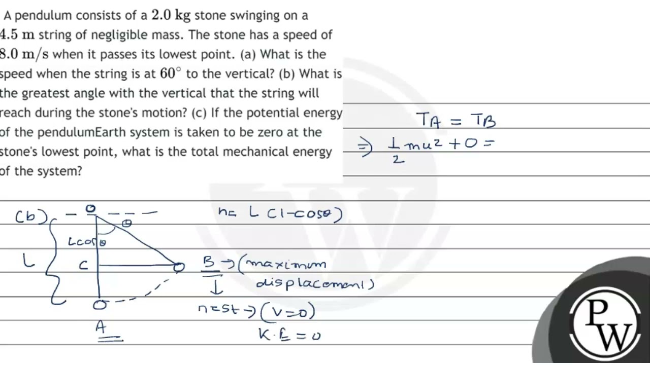 A Pendulum Consists Of A 2 0 mathrm kg Stone Swinging On A A Pendulum Consists Of A 2 0 mathrm kg Stone Swinging On A