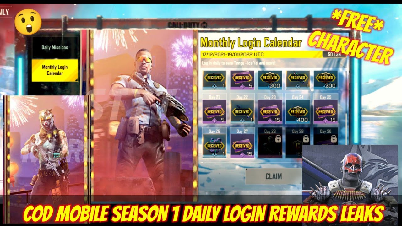 Cod mobile season 1 free daily login rewards leaks / get free epic death angel alice character skin
