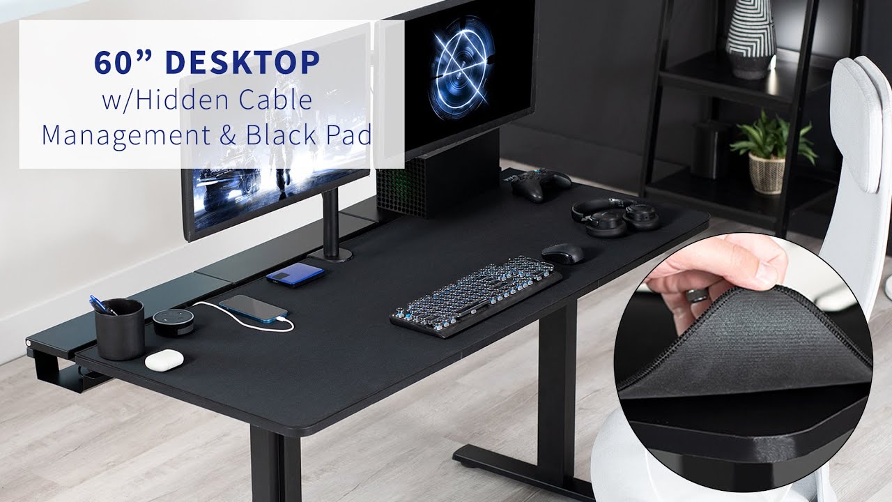 DESK-TOP3 60" x 30" Concealed Cable Table Top with Full-Size Pad by VIVO