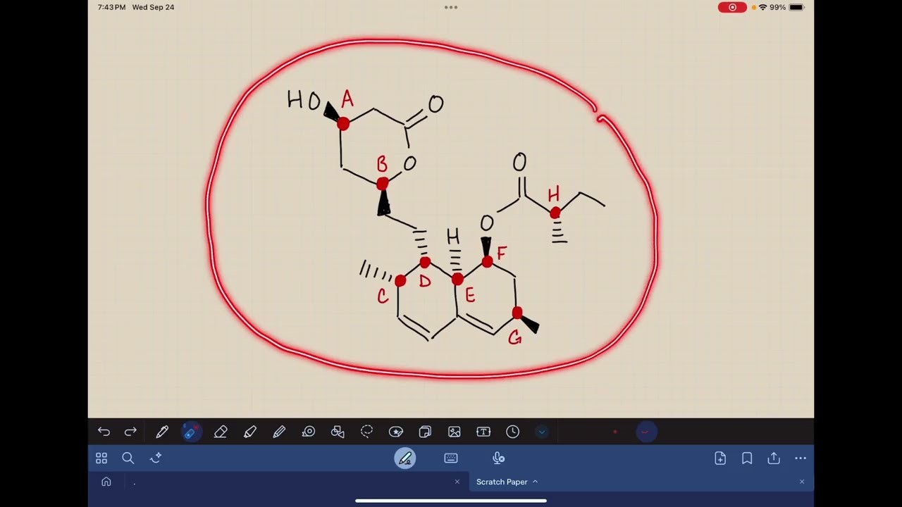Определение стереохимии (R/S) хиральным атомам углерода в ловастатине | Учебник по органической х...