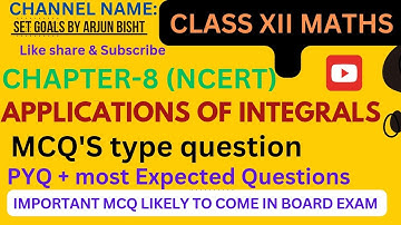 Applications of Integrals Class 12 Maths | MCQ NCERT CHAPTER 8 | Important MCQS