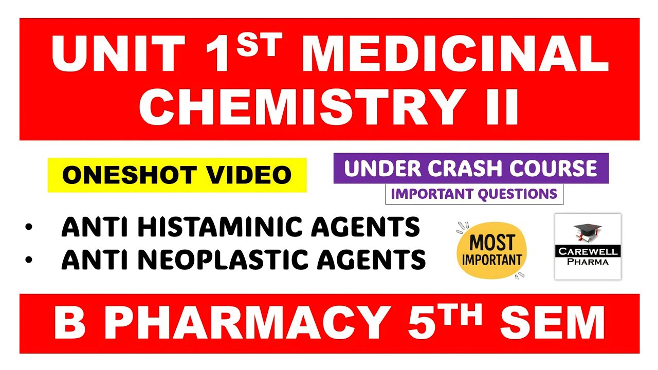 Unit 1 Medicinal Chemistry 5th Semester |Oneshot | Antihistaminic Agents | Antiantineoplastic Agents