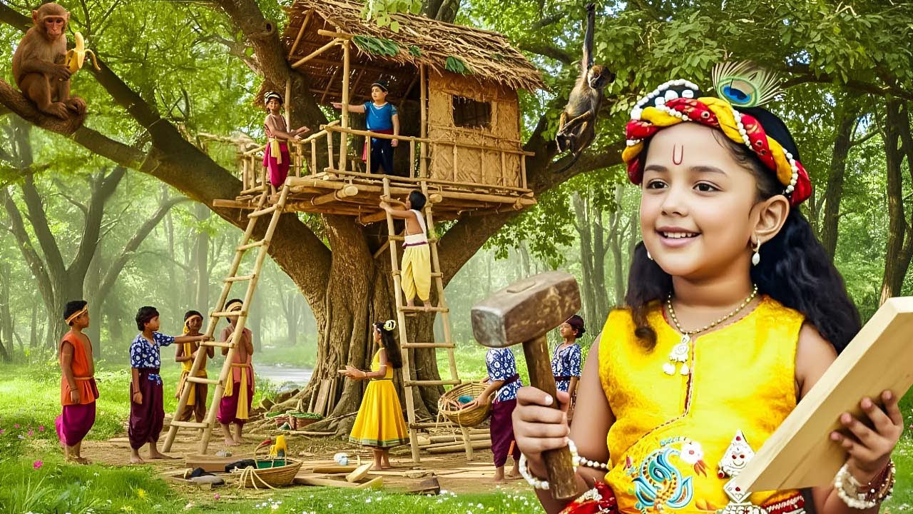 कान्हा और दोस्तों का कमाल जंगल में बना डाला जबरदस्त घर🚞||| Shree Krishn leela |