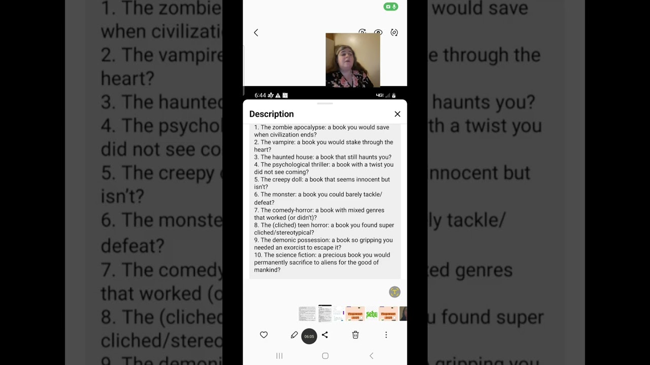 Vlogoween day 17 Horror movie book tag