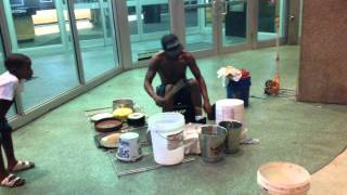 Homeless man best drummer ever with old objects*** MIAMI
