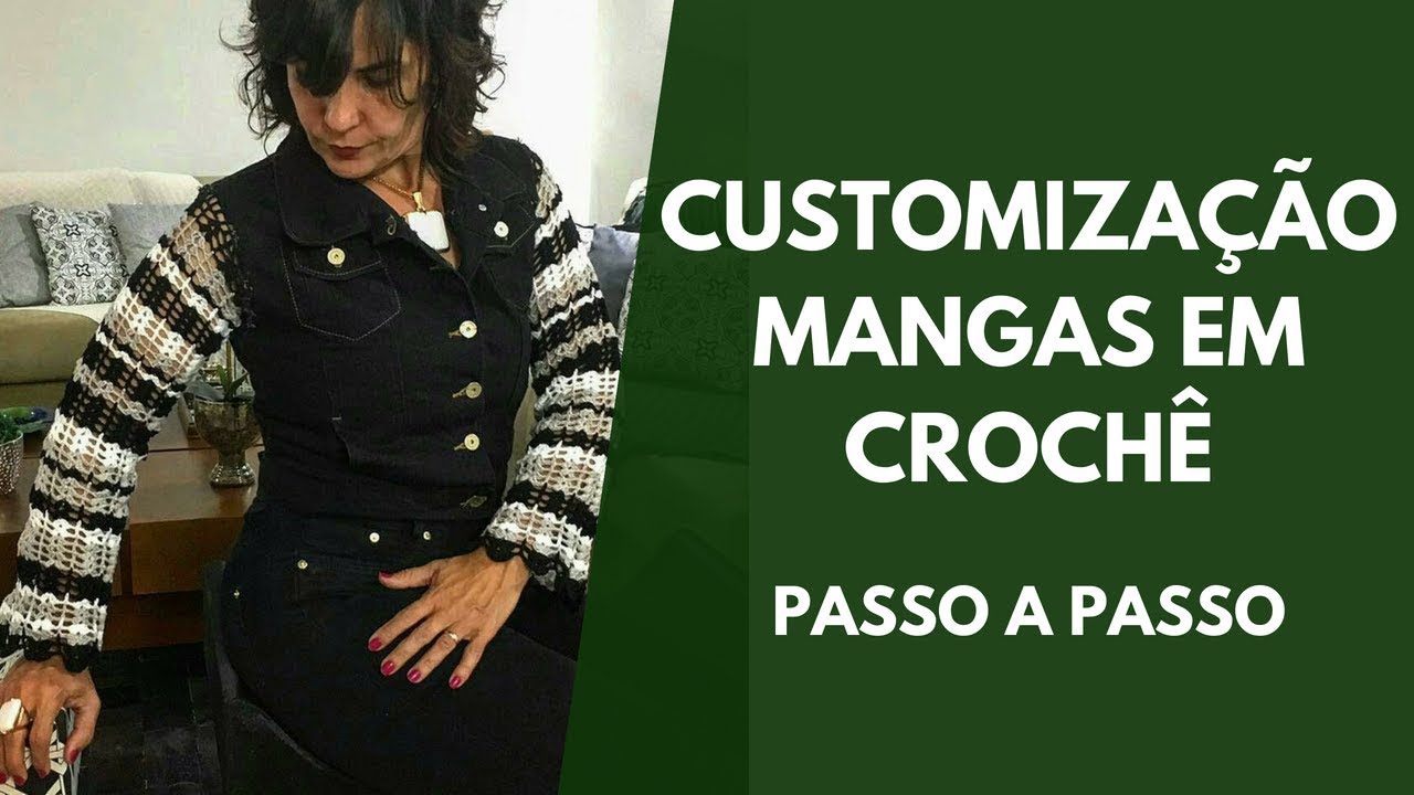 jaqueta jeans customizada com croche